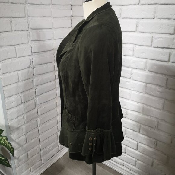 Zoe Ladies Size 14 Dark Green 3 Button Closure Made in Canada Blazer - Picture 5 of 10